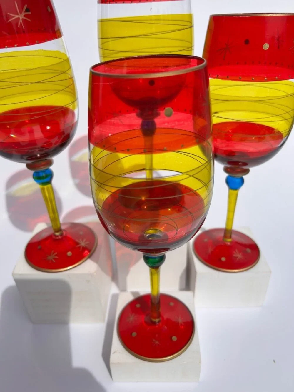 Vintage Pier 1 Festive Stripe Wine Glass.